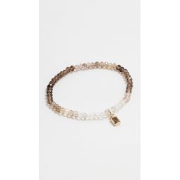 14k Emerald Cut Marquise Eyecharm Bracelet On Shaded Smokey Quartz Faceted Rondelle