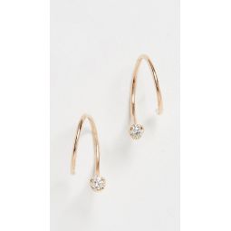 14k Gold Longer Swirl Huggie Earrings