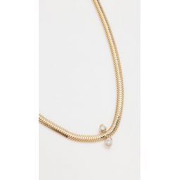 14k Gold Mixed Prong Diamond Snake Chain Necklace