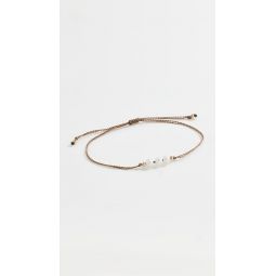 14k Gold Beads with 3 Pearls on Taupe Cord Bracelet