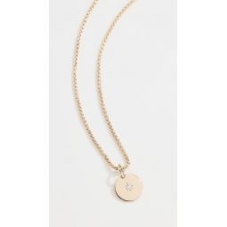 14k Gold Small Disc with Star Set Diamond on XS Box Chain Necklace