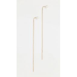 14k Gold White Freshwater Cultured Pearl Threader Earrings