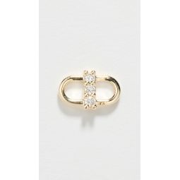 14k Gold Diamond Open Link Single Stud Earring
