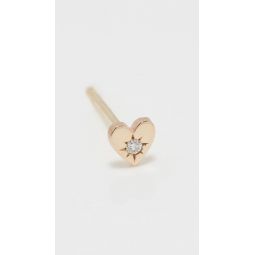 14k Gold Single Itty Bitty Heart Diamond Stud Earring