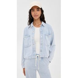 All Day Cropped Knit Denim Jacket