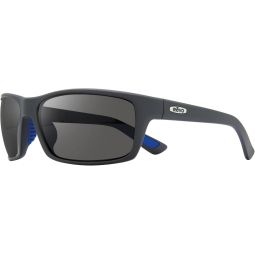 Revo Sunglasses Rebel Superflex: Meninchs Polarized Serilium Lens with Rectangle Wrap Frame, Matte Grey Frame with Graphite Lens
