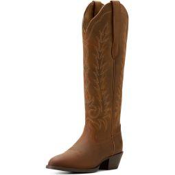 ARIAT Womens Heritage Tall Stretch Fit Embroidery Round Toe Casual Boots Knee High Low Heel 1-2inch - Brown