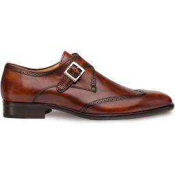 Mezlan Forest Mens Luxury Wing Tip Oxfords - Exquisite Hand-Burnished Calfskin with Perforated Accents - Handcrafted in Spain - Medium Width (Cognac, 12)