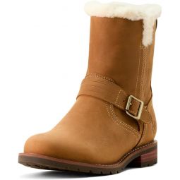 ARIAT Womens Savannah Sherpa Waterproof Round Toe Zippered Motorcycle Casual Boots Ankle Low Heel 1-2inch - Brown