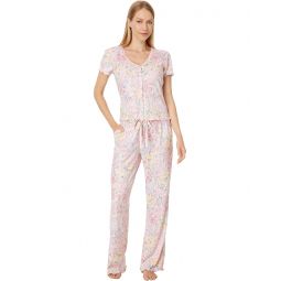 Womens PJ Salvage Pointelle Floral Fields Pajama Pj Set