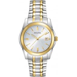 Bulova Meninchs Classic Two-Tone Stainless Steel 3-Hand Date Quartz Watch, 38mm Style: 98H18