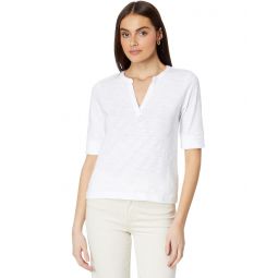 Womens Lilla P Elbow Sleeve Split Neck