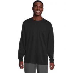 Mens LLBean Carefree Unshrinkable Tee With Pocket Traditional Fit Long-sleeve