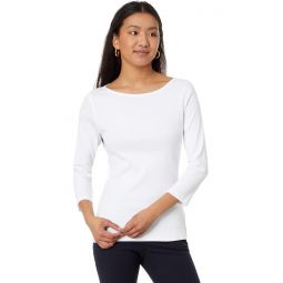 Womens Lilla P 1x1 Rib 3/4 Sleeve Boatneck Top