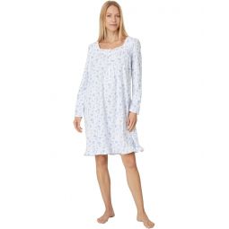 Womens Eileen West Long Sleeve Cotton Knit Short Gown