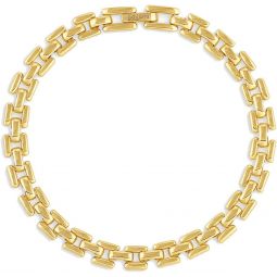 gorjana - Brooklyn Bracelet 7inch-7 1/4inch - 18k Gold Plated Brass - Textured Chain Links - Stylish Retro Design - Versatile Stacking, Lightweight Comfort