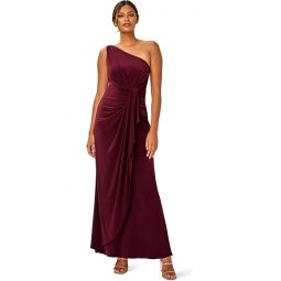 Womens Adrianna Papell One Shoulder Jersey Dress