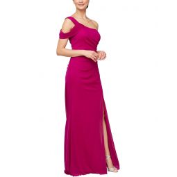 Womens Alex Evenings Long Mesh with One Cold Shoulder Sleeve