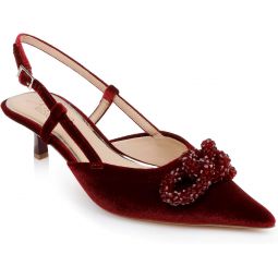 Jewel Badgley Mischka Tabitha Velvet Slingback Kitten Heels