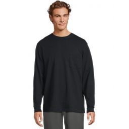 Mens LLBean Carefree Unshrinkable Tee With Pocket Traditional Fit Long-sleeve