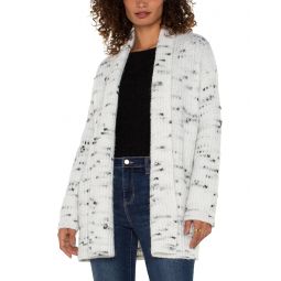 Womens Liverpool Los Angeles Long Sleeve Open Front Cardigan Fuzzy Space Dye Sweater
