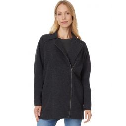 Womens Eileen Fisher Petite Motorcycle Jacket With Zip Front