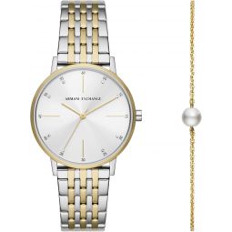 AX Armani Exchange Womeninchs Watch, Three-Hand Watch for Women with Stainless Steel or Leather Band
