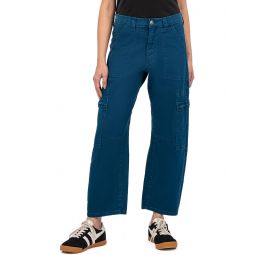 Womens KUT from the Kloth Kaya High-Rise Straight Leg Front Slash Pockets Cargo In Teal Blue