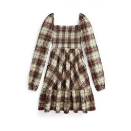 Polo Ralph Lauren Kids Plaid Ruffled Cotton Jersey Dress (Big Kid)