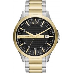 AX Armani Exchange Meninchs Watch with Three-Hand Analog Display and Date Window, Watch for Men with Stainless Steel or Leather Band