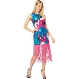 Womens ONE33 Social Pleated Front Fringe Dress