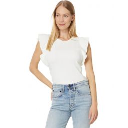 Womens Lilla P Flutter Sleeve Shell Sweater