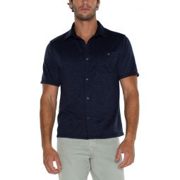 Mens Liverpool Los Angeles French Terry Short Sleeve Button Up Shirt