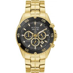 Bulova Meninchs Marine Star Gold Chronograph Stainless Steel Watch, Black Dial Style: 98B406