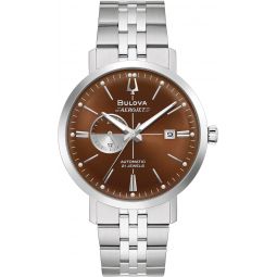 Bulova Meninchs Vintage Aerojet 4-Hand Automatic Watch, Open Aperture, Hack Feature, 24 Hour Time, Calendar Date, Double Curved Mineral Crystal, Luminous Hands, 41mm