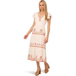 Womens Adrianna Papell Smocked Waist Long Dress