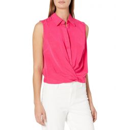 Womens KUT from the Kloth Renata Front Twist Sleeveless Blouse w/ Collar