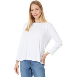 Womens Michael Stars Shelby Ruched Shoulder 3/4 Sleeve Tee