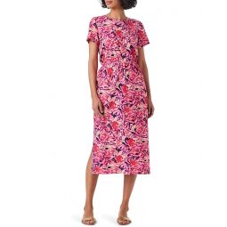Womens NIC+ZOE Blurred Floral SS Side Slit Midi Dress