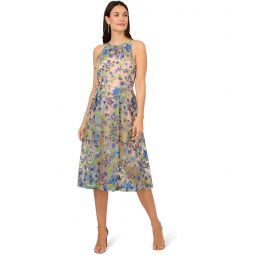 Womens Adrianna Papell Embroidered Fit-and-Flare