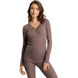 Womens Hanro Woolen Silk Long Sleeve Shirt