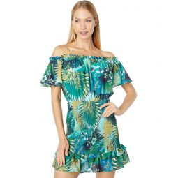Womens Bebe Off-the-Shoulder Ruffle Dress