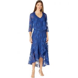 Womens Alex Evenings Tea Length Printed Sleeveless with Matching Jacket