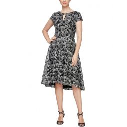 Womens Alex Evenings Short Embroidered A-Line Dress