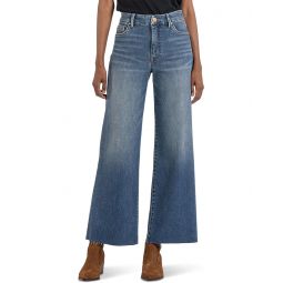 Womens KUT from the Kloth Meg High-Rise Fab Ab Wide Leg Raw Hem in Milestone