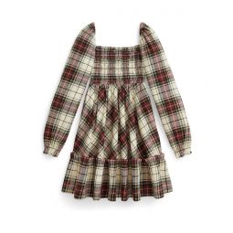 Polo Ralph Lauren Kids Plaid Ruffled Cotton Jersey Dress (Toddler/Little Kid)