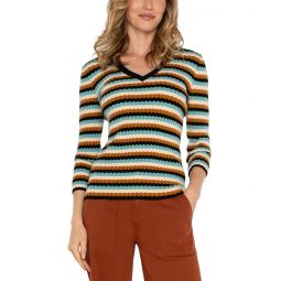 Womens Liverpool Los Angeles 3/4 Sleeve V Neck Sweater