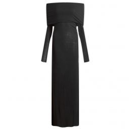SKIMS Sheer Modal Off Shoulder Long Dress DR-DRS-8739W-ONX