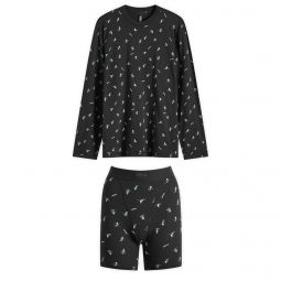 SKIMS Boyfriend Long Sleeve   Short Set ST-SST-4526-ONYXSKIPRINT