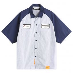 Neighborhood Classic Stripe Short Sleeve Work Shirt 251TSNH-SHM04-NVY